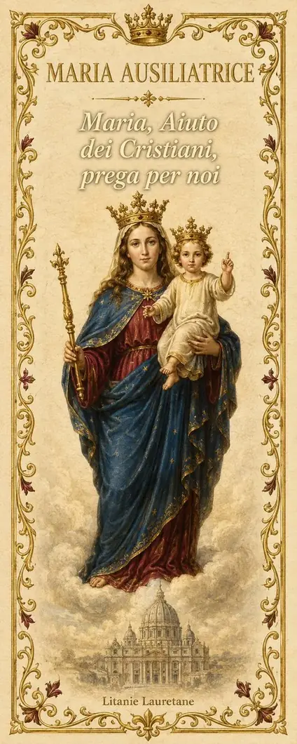 Segnalibro cattolico illustrato — Maria Ausiliatrice