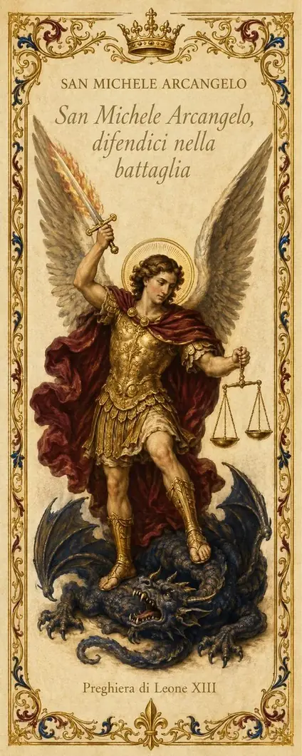Segnalibro cattolico illustrato — San Michele Arcangelo