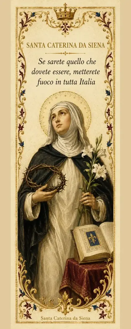 Segnalibro cattolico illustrato — Santa Caterina da Siena